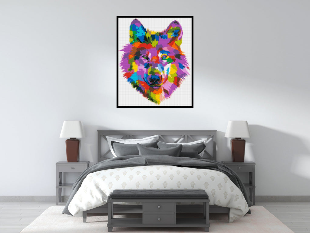 Wolf Colorful Pop Art - Brick Art Mosaic Kit