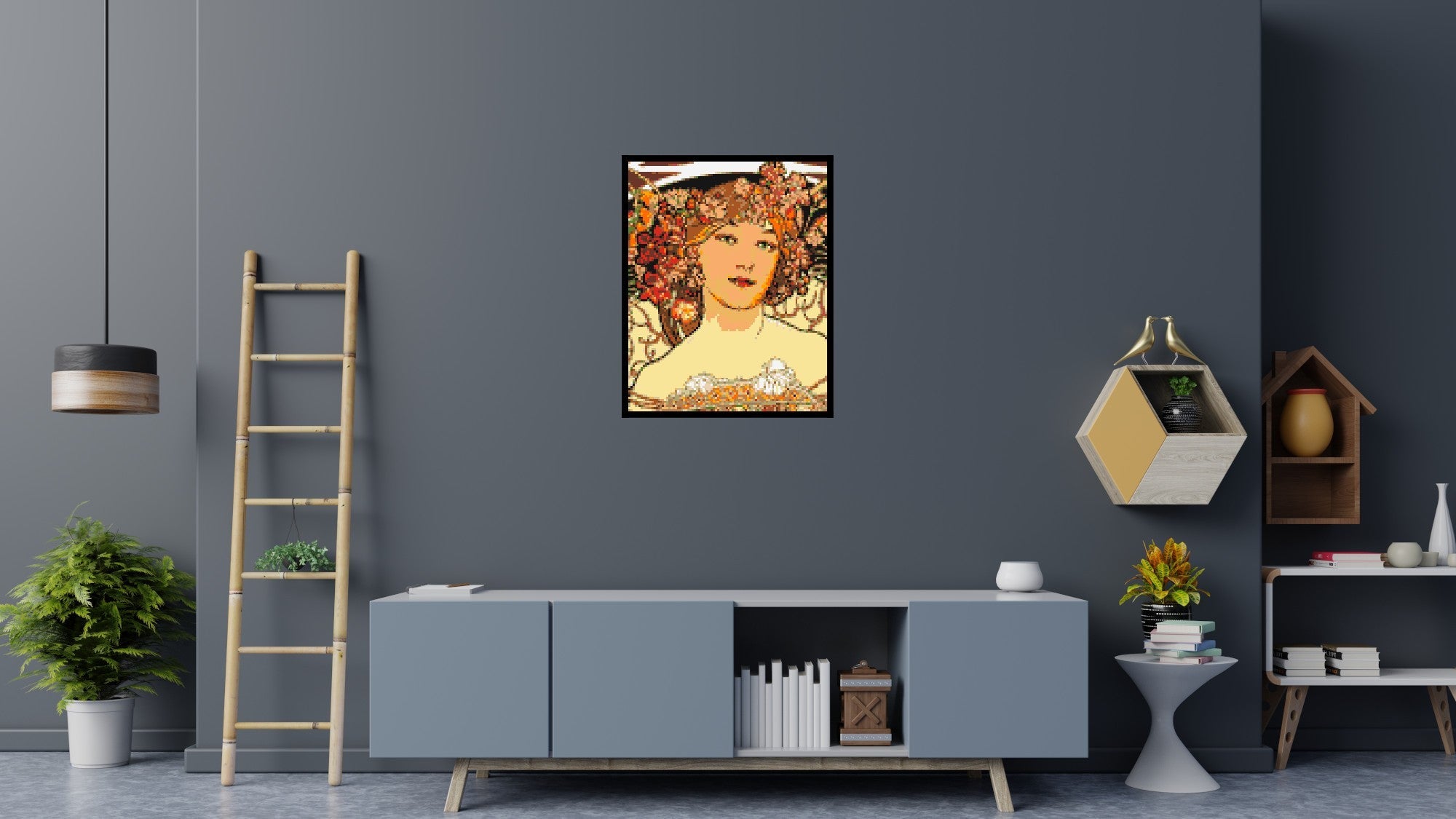Detail of Reverie by Alphonse Mucha - Brick Art Mosaic Kit