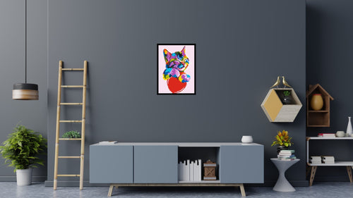 Cat with a Heart Colorful Pop Art - Brick Art Mosaic Kit