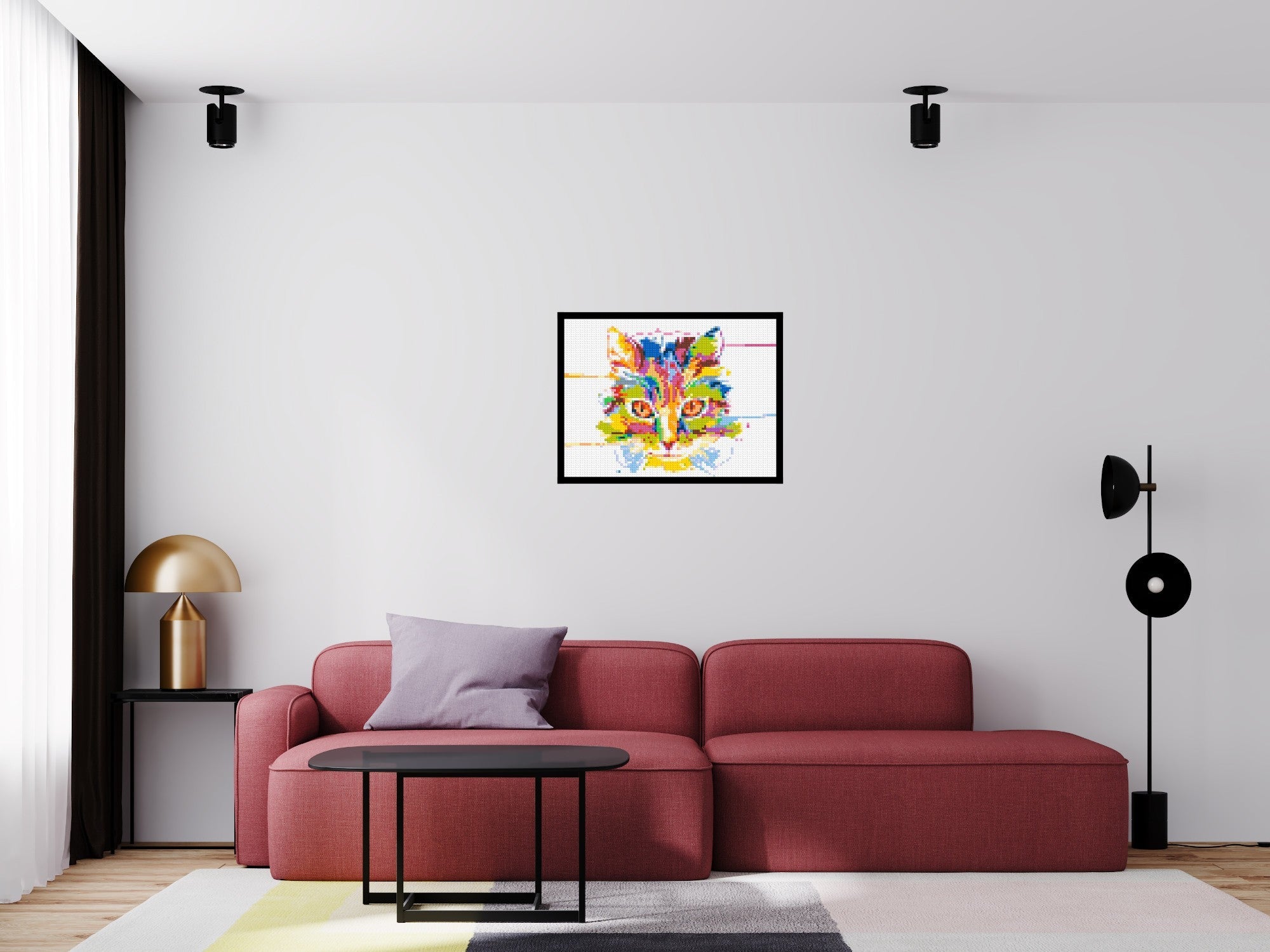Abstract Cat Colorful Pop Art - Brick Art Mosaic Kit