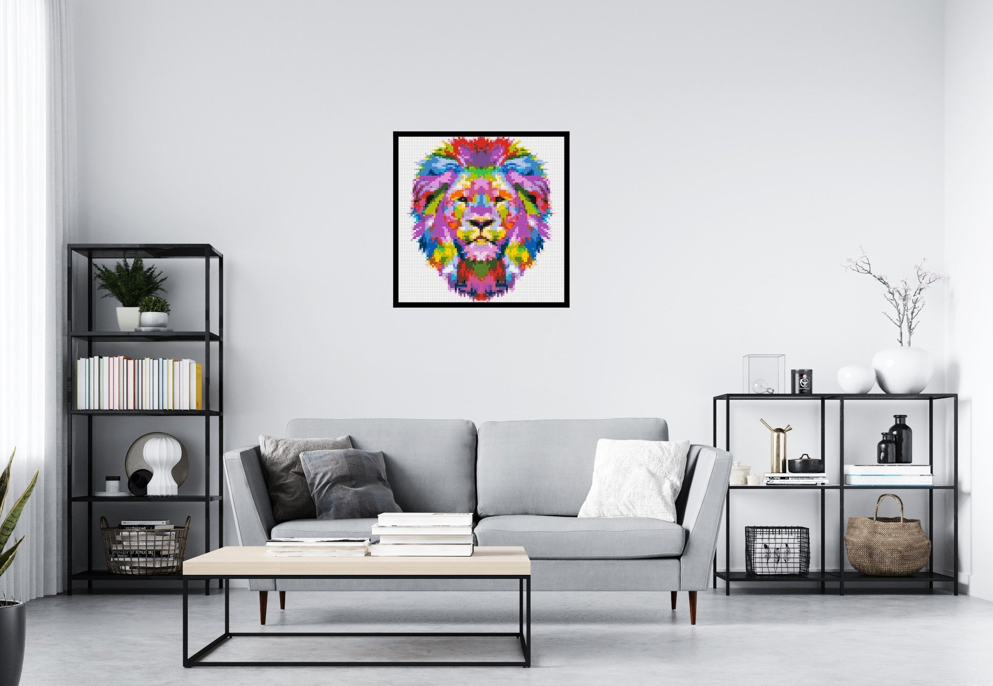 Regal Lion Colorful Pop Art - Brick Art Mosaic Kit