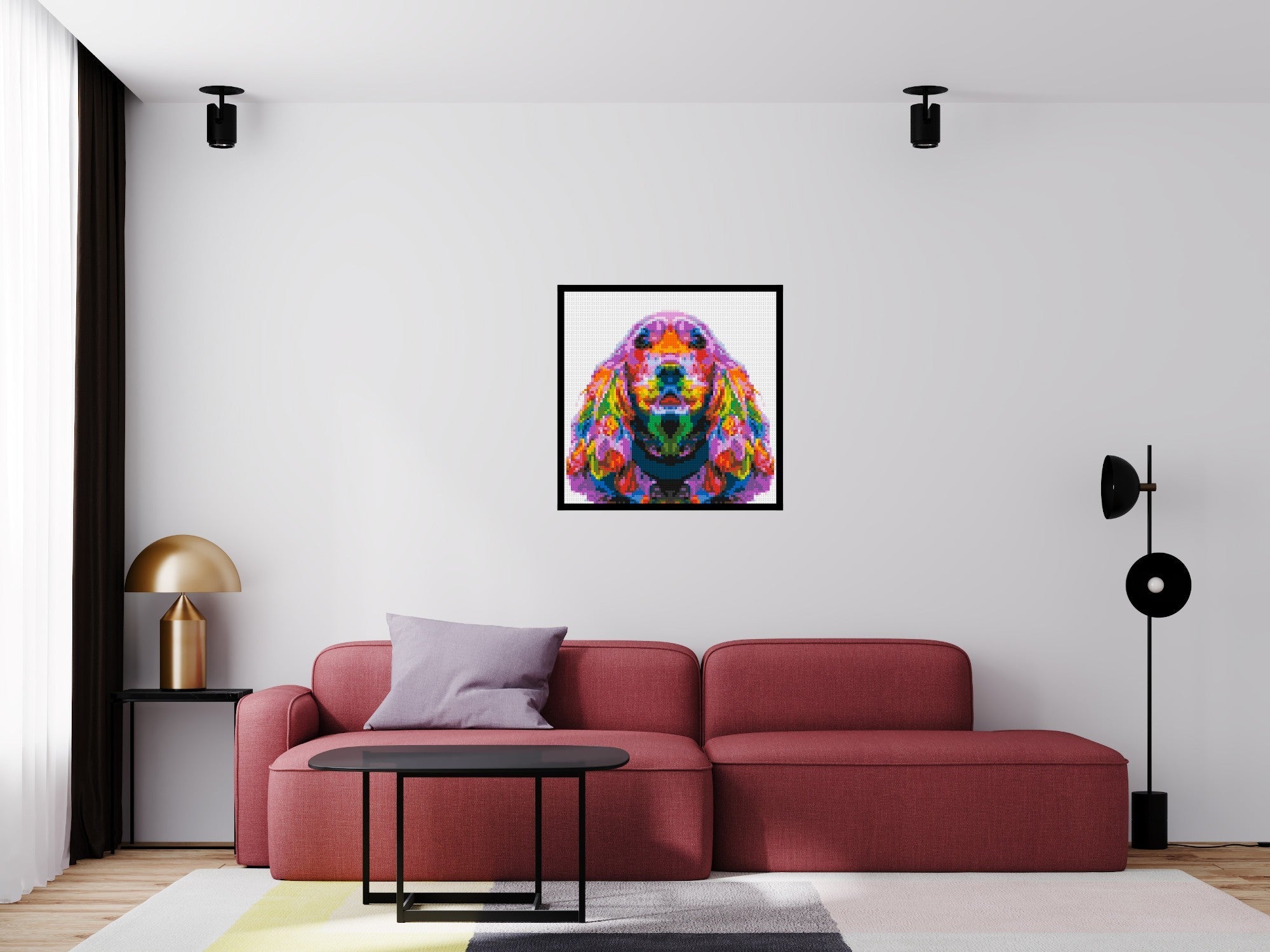 Cocker Spaniel Colorful Pop Art - Brick Art Mosaic Kit